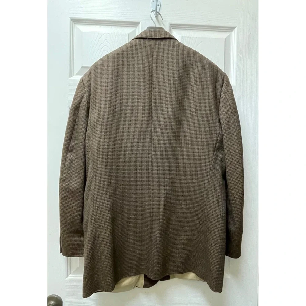 VTG Oscar‎ de la Renta Men's 42L Houndstooth Blazer 100% Wool Brown, Tan, Blue